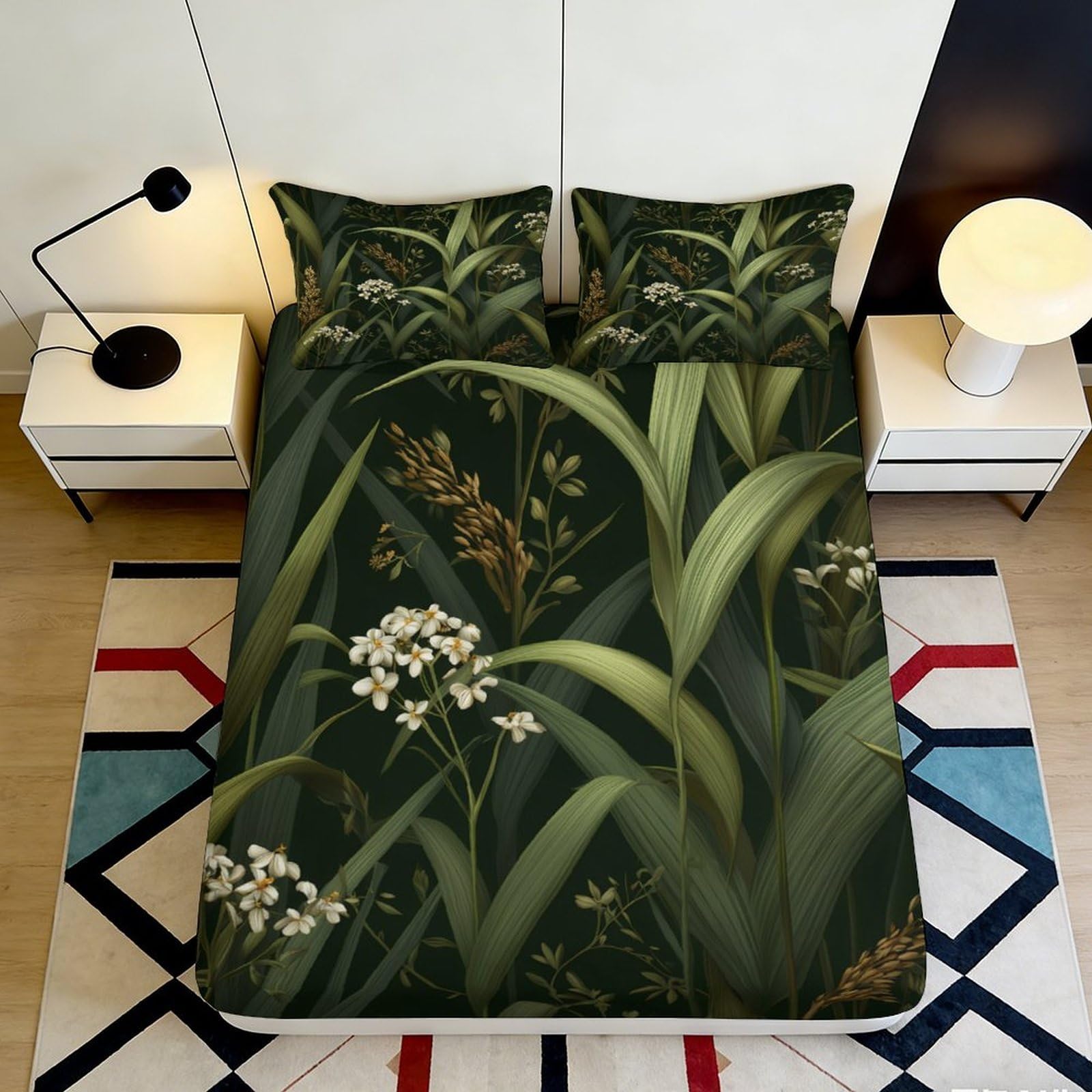 Pnayamiorkfel Style-6 3D Printed Botanical Garden Fitted Sheet Microfiber Floral Meadow Mattress Cover For Bedroom Dorm Decoration 90X200x25cm