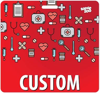 Custom Double Sided Horizontal Badge Buddy with 20 Background Options - Medical Icons Theme