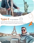 2 Adaptateur de prise de voyage européen Pack, LENCENT Prise d'alimentation pliable internationale de type C avec 4 Des sorties, 4 USB(2 USB C) Adaptateur chargeur, Canada/États-Unis vers la plupart de l'Europe EU Italie Espagne France Allemagne Grèce