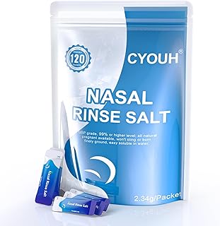 CYOUH Nasenspülsalz, 120 x Nasenspülsalz für Nasendusche, Neti Pot Salz, Sinus Rinse Salt für Erwachsene Kinder, Einzeln V...
