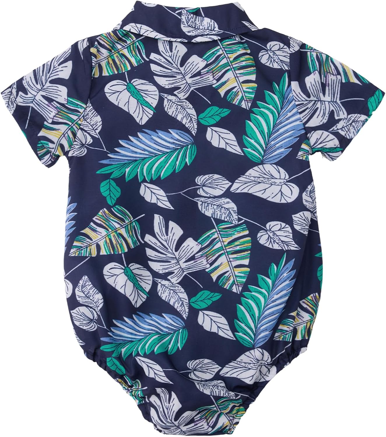 ODASDO Baby Boy Hawaiian Romper and Shorts Set, 2 Piece Summer Outfit Tropical Print Beach Clothes for Infant Toddler