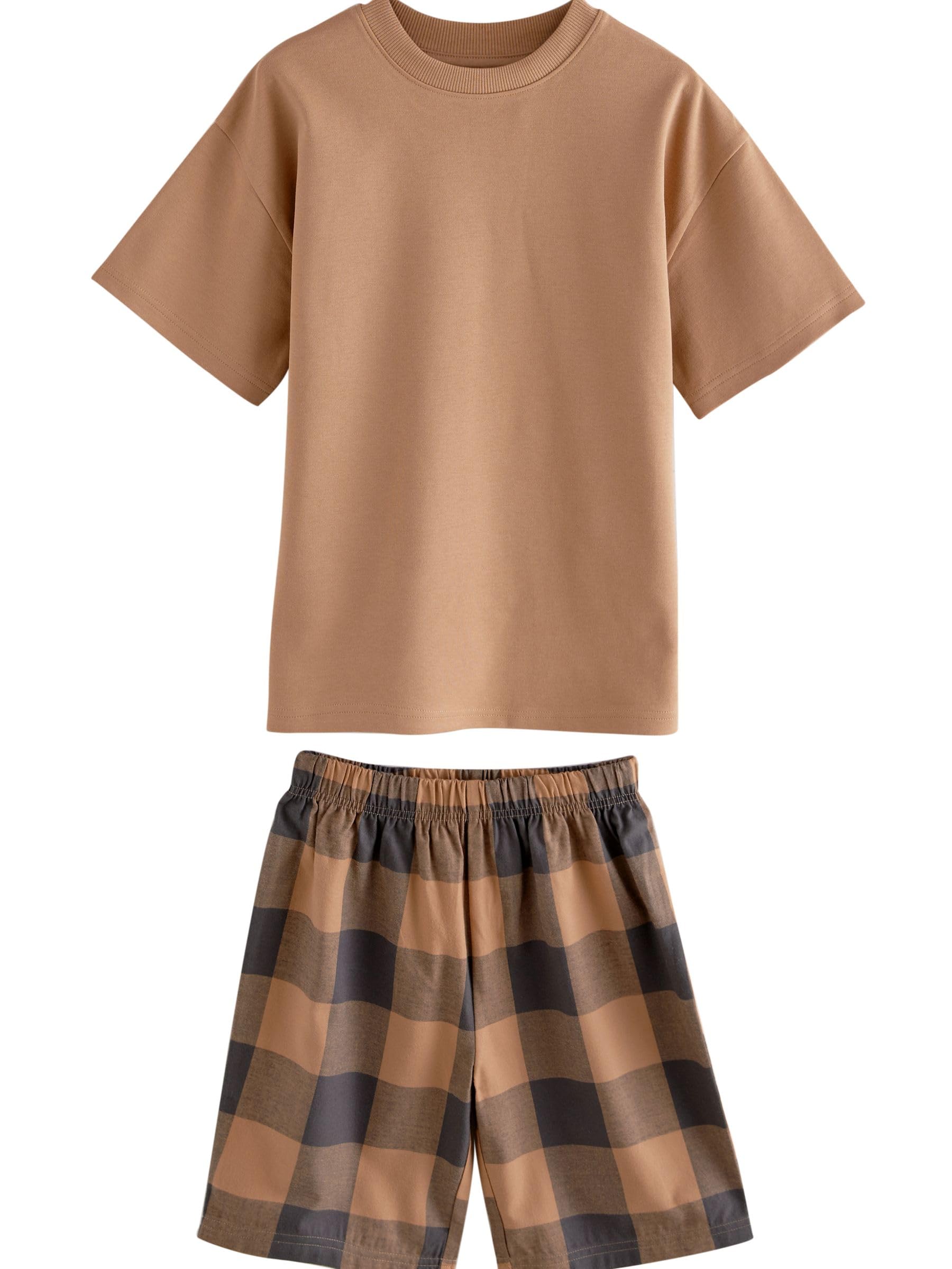 NEXT Garçon Pyjama Short tissés à Carreaux, Lot de 3