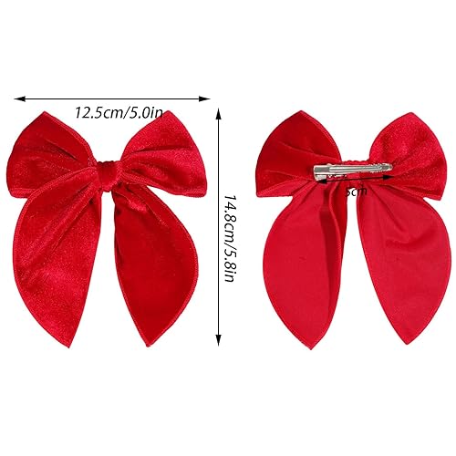 Miniatura 2 de Paquete de 2 lazos de terciopelo para el cabello de Fable para niñas, lazo grande de terciopelo de 5 pulgadas, accesorios para el cabello hechos a