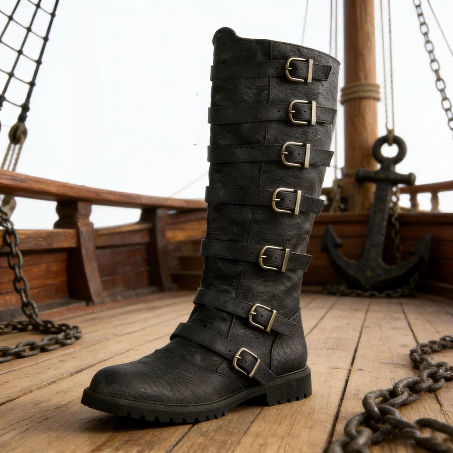 Medieval Pirate Boots Western Cowboy Boots Men's Renaissance Boots,Steampunk Boots,Riding Costume PU Leather Boot Cosplay Shoes Accessories