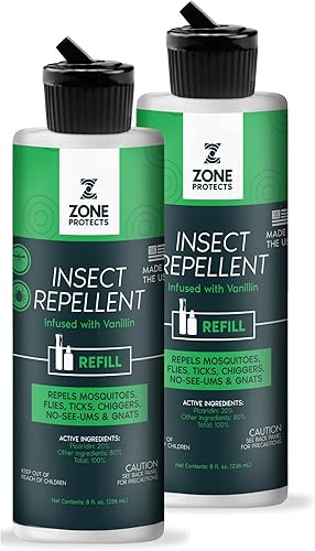 Repelente de insectos perfumado de picaridina de 8 onzas, paquete doble de repuesto infundido con vainillina protección de 12 horas contra