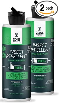 Scented Picaridin Insect Repellent 8oz Refill Twin Pack; Infused with Vanillin; 12-hr Protection Against Mosquitoes, Ticks, Chiggers and No-Seeums