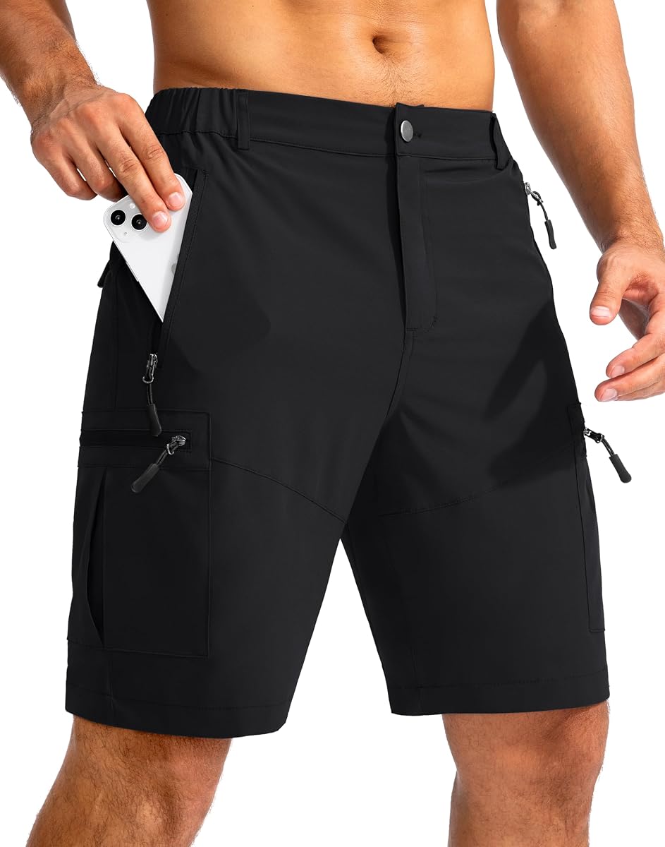 Pantalón corto de senderismo para hombre Pudolla 9"/7"/11"Pantalón corto ligero para exteriores para hombre Trip Golf Camping Informal con 5 bolsillos con cremallera