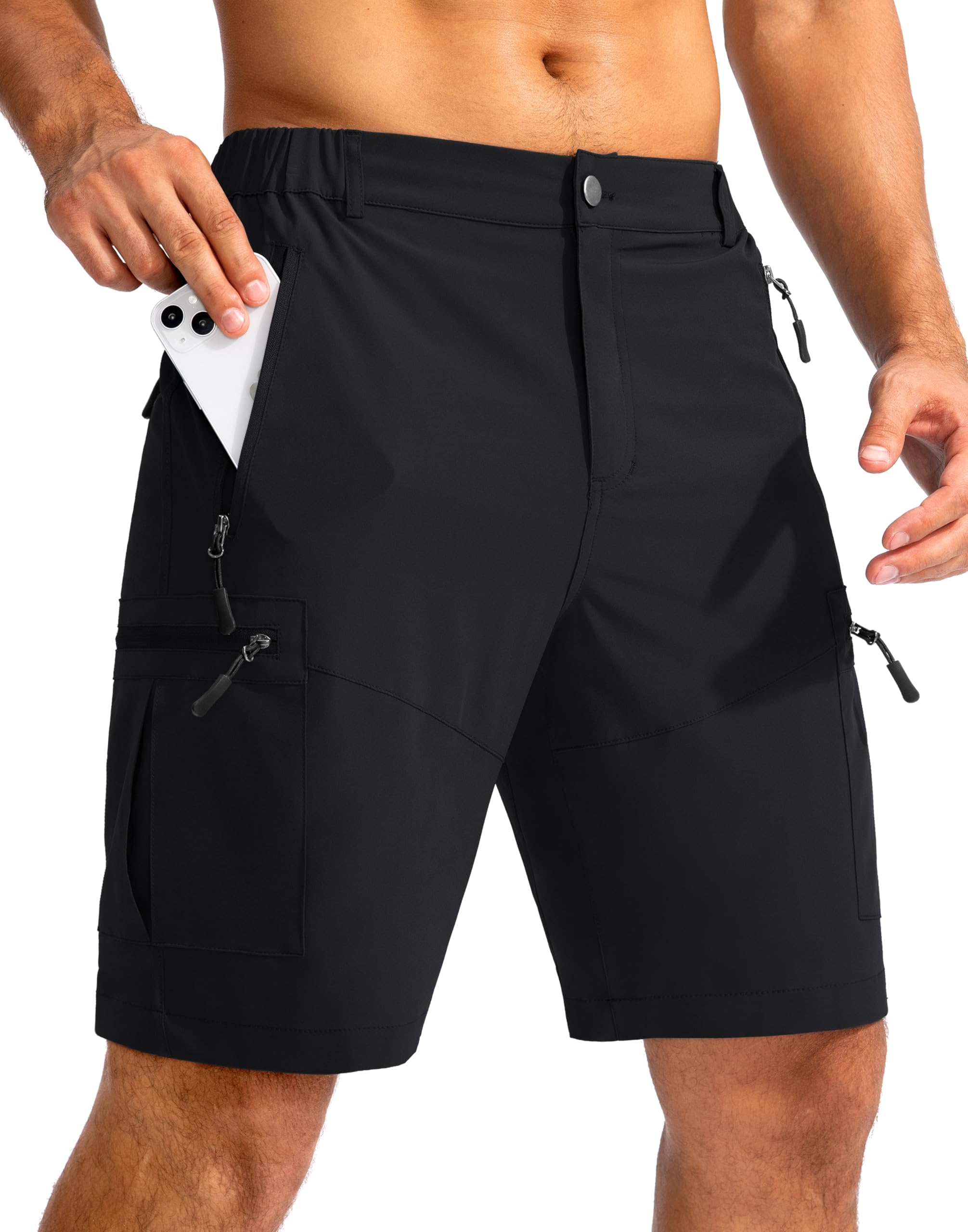 Men's Hiking Cargo Shorts 9"/7"/11" Lightweight Outdoor Shorts for Men Trip Golf Camping Casual with 5 Zipper Pockets