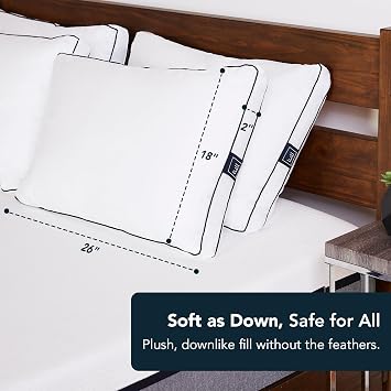 Lull Original 3-Layer Premium Hypoallergenic Pillow Down Alternative for Neck & Spine Support Bed Pillows for Sleeping Cooling, Breathable, Machine Washable with 100-Night Trial Standard Size