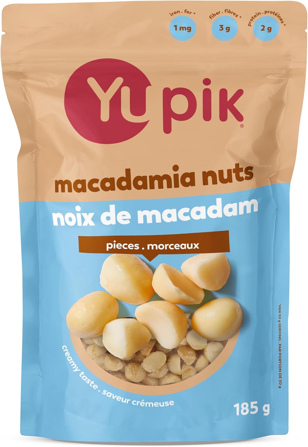 Yupik Macadamia Nuts, Large Pieces, 185 g, Gluten-Free, Kosher, Raw, Shelled, Unsalted, Healthy Snacks, Creamy Taste