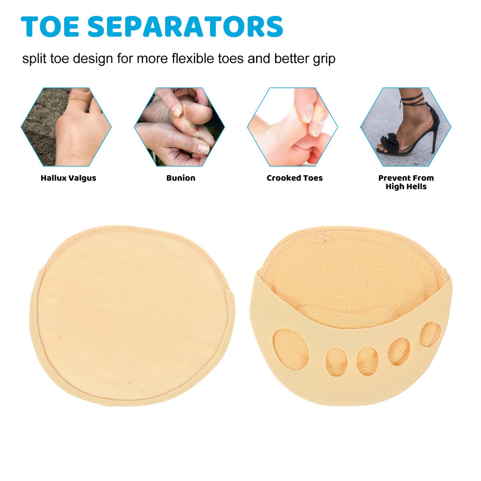 HOLIDYOYO 2Pairs Womens Breathable Half Socks Comfortable Skid Finger Socks for High Heels Summer Footie Pads Skin for Canvas Running Shoes