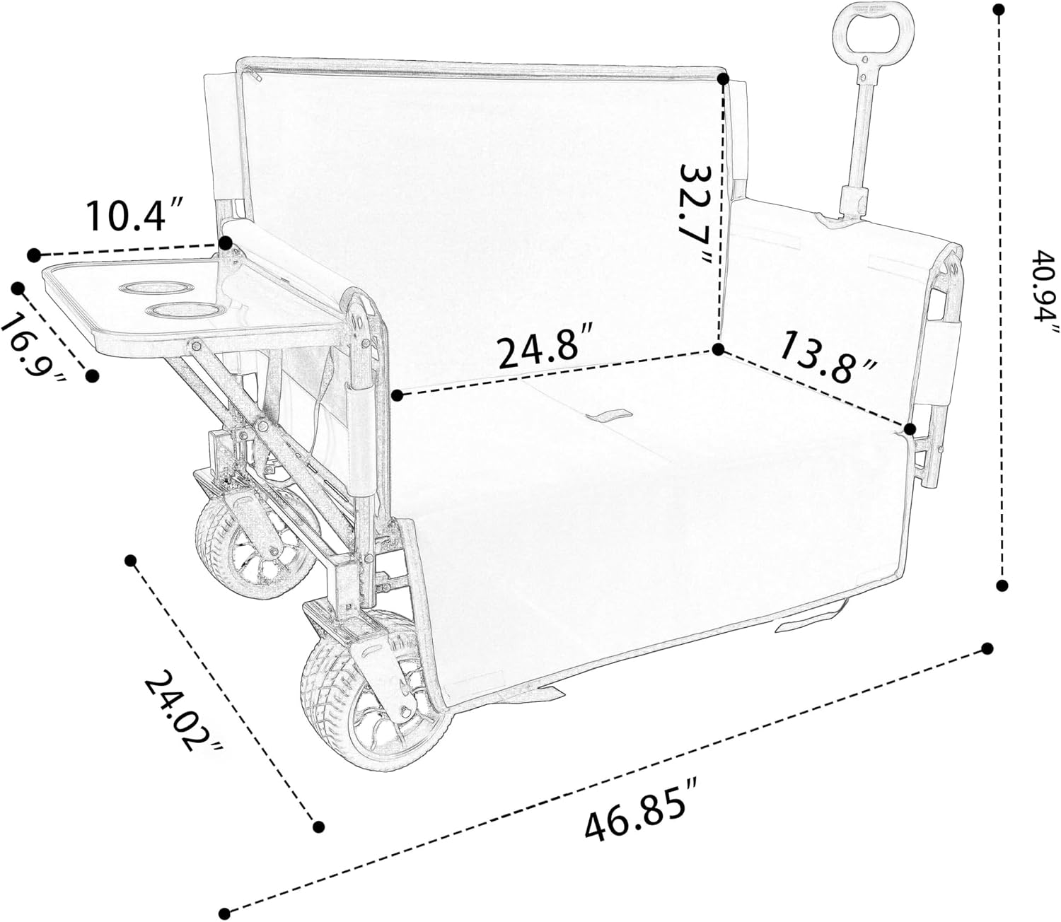 CIATRE 3-in-1 Convertible Folding Wagon Cart with Bench Seat & 180L Storage - 500lbs Heavy-Duty All-Terrain Wagon for Camping, Beach, Sports & Garden Use (Dark Blue)