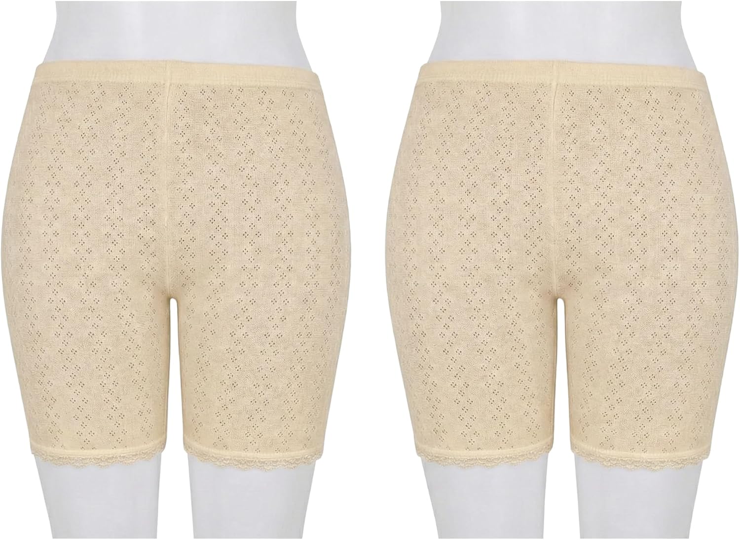 Women’s 100% Cotton Inner Shorts – Breathable Jacquard Cotton, Soft Lace Trim, High Waist Anti-Chafing Comfort Shorts for Daily Wear