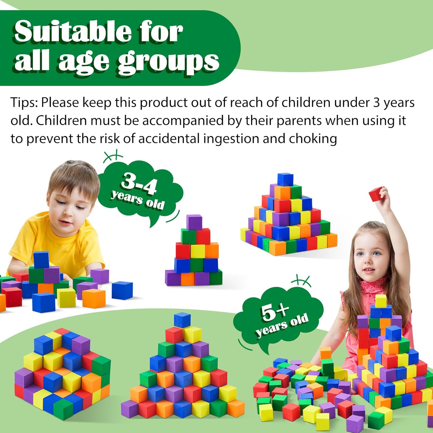 Fuutreo 200 Pieces Foam Blocks 1 Inch Counting Blocks Soft Counting Cubes for Kids Math Learning Small Colored Foam Cubes for Children Preschool Classroom Teacher Supplies, Assorted Colors