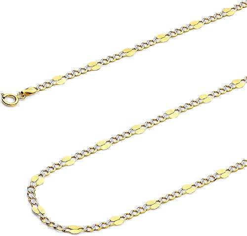 Wellingsale Cadenas Figaro estampadas de oro macizo de 14 quilates (opciones de selección)