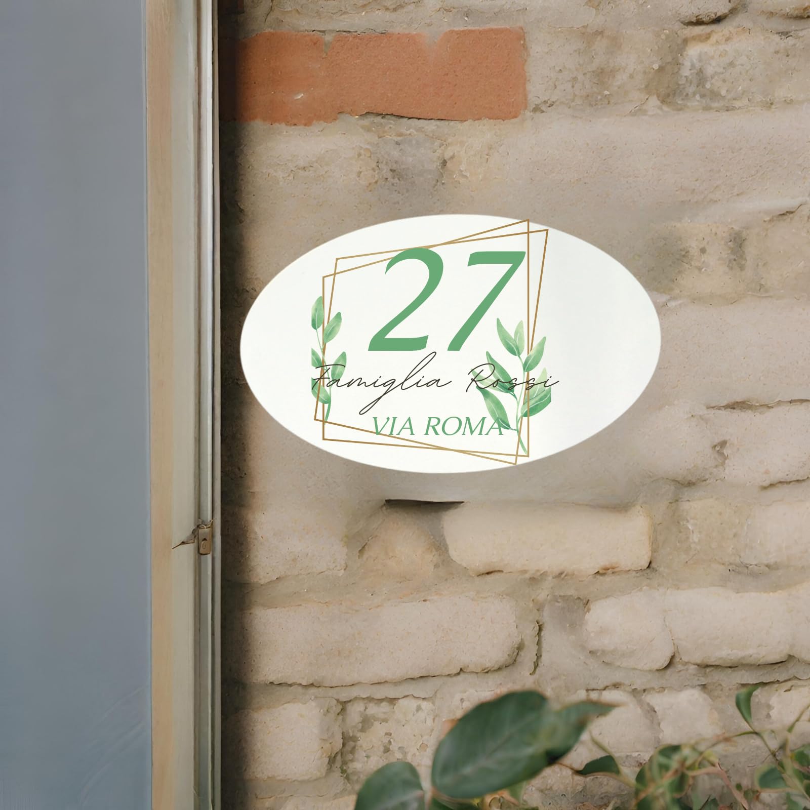 Targa Ceramica Personalizzata Per Numero Civico – 15x15 Cm, Con Via E Nome Famiglia, Per Esterno E Interno, Design Moderno