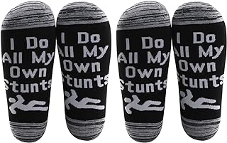 LEVLO Broken Bone Gifts I Do All My Own Stunts Cotton Men Crew Socks Injury Leg Stuntman Hospital Recovery Gifts