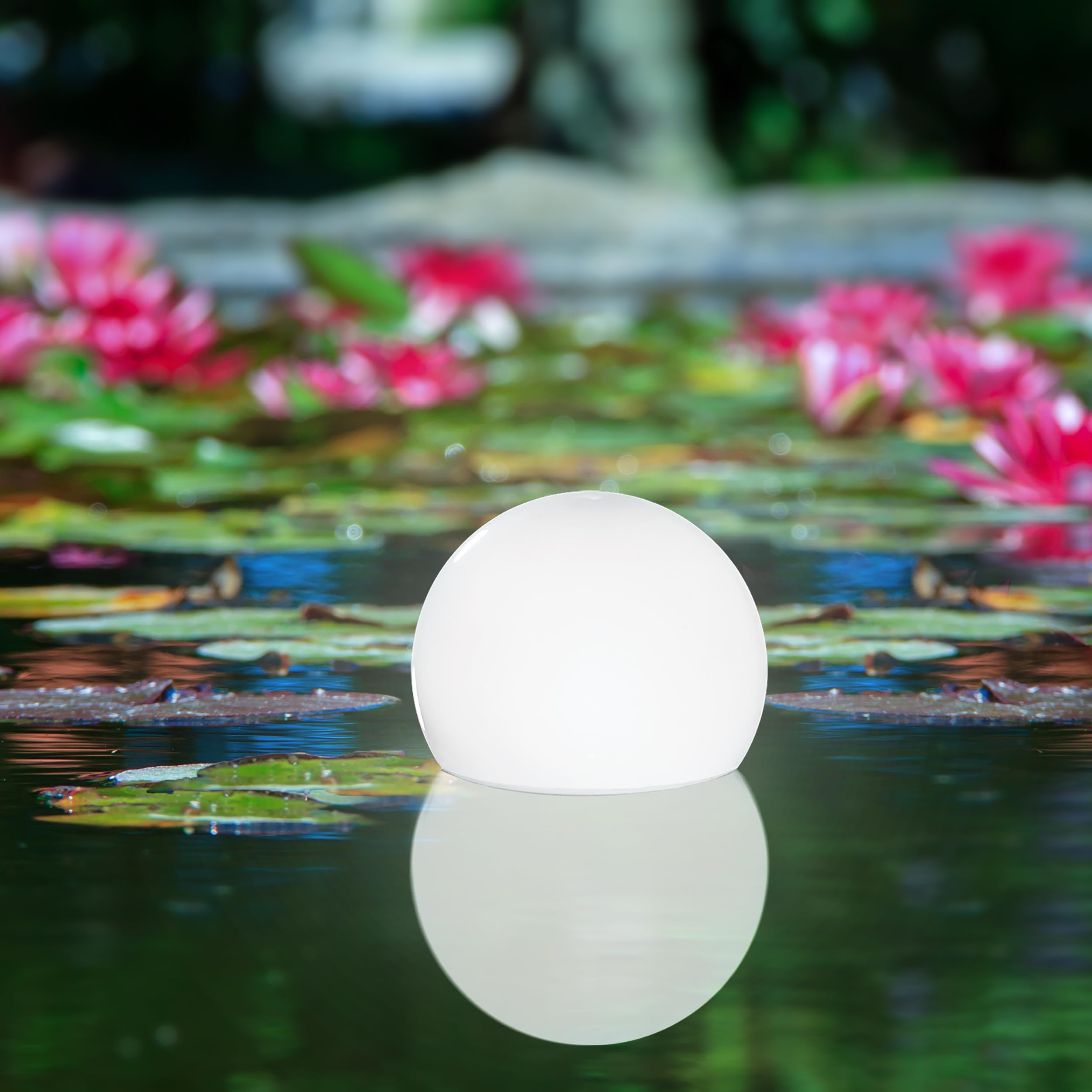 Esotec Solar Schwimmkugel Leuchtkugel Garten Ø25cm Fernbedienung 102619 | Ø25cm, Fernbedienung, 7 Lichtfarben, Kaltweiß & RGB, bis 8 Std, Akku wechselbar, Polykristallin, IP66, schwimmend & stehend