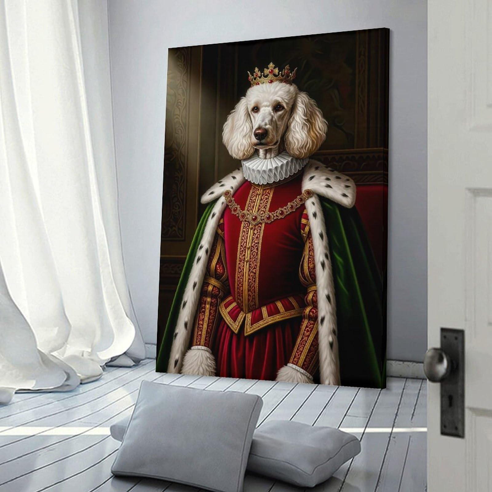 Junmoney Wall Decor Canvas Print Regal Poodle Portrait, 20x30inch(50x75cm), for Sofa Walls, Lounge Or Home Corners, Modern Wall Decor for Cosy Interiors