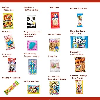 Japanese Snacks & Candy 50 Piece Dagashi Set Gift (Box) Japan snackbox, Variety Assortment, chips variety pack, Gift Snack Box, Holiday Gifts, Matcha, kitkat, jagariko, birthday gift