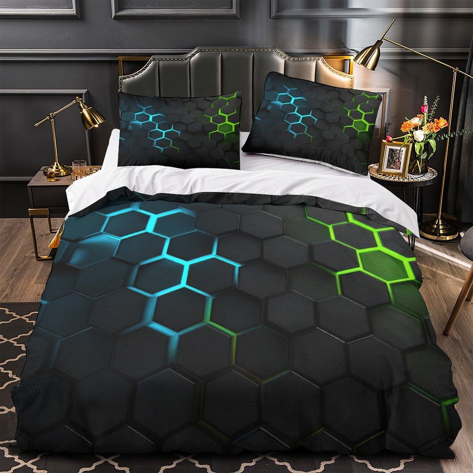 Parure de lit King 220x240cm avec housse de couette imprimée 3D Croix céleste