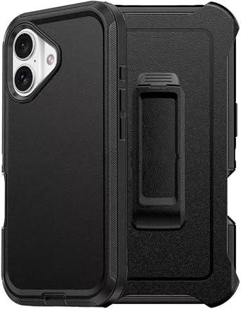 HIQUE Defense Case for iPhone 17,Protective Cell Phone Cover with Belt-Clip Holster,Military Grade 3 in 1 Heavy Duty Shockproof Drop Proof Dust Proof Phone Rugged Cover for iPhone 17 Black
