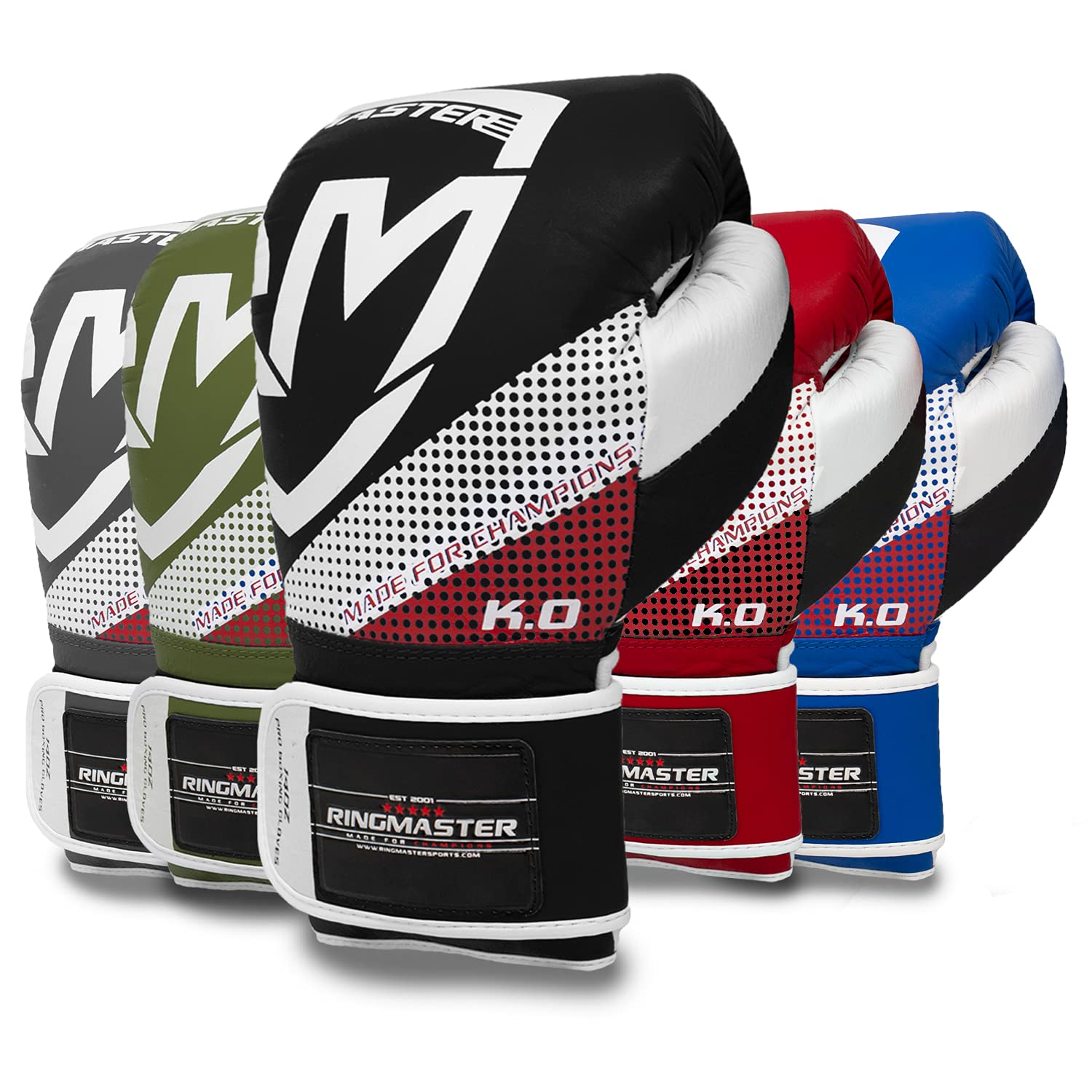 RingMaster Sports Pro Boxing Gloves Training Sparring Bag Mitts MMA Punch Fight (Hard Black, 16oz)