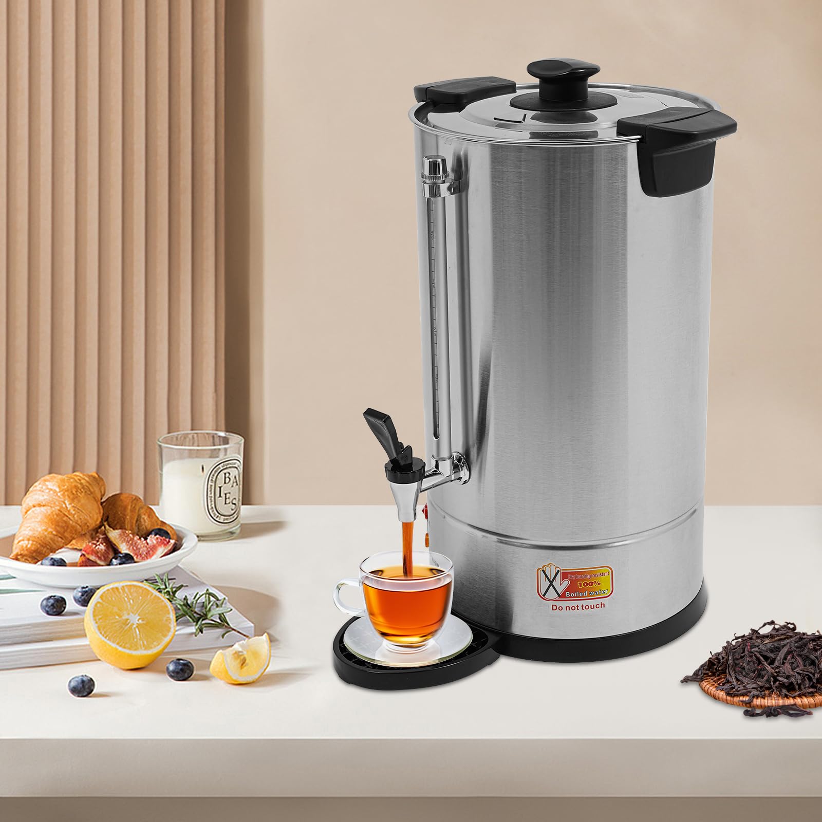 AGULIUM 15L/4Gal Stainless Steel Coffee Urn, 1500W Electric Hot Water Dispenser, Commercial Coffee Maker, Hot Water Urn, Drink Beverage Dispenser for Tea Juice Hot Chocolate for Catering Party