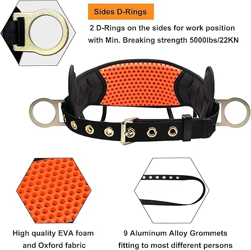 Miniatura 2 de Arnés de seguridad para escalar, cinturón de seguridad con hebilla de lengua con almohadilla de cintura ventilable y que absorbe la humedad y 2