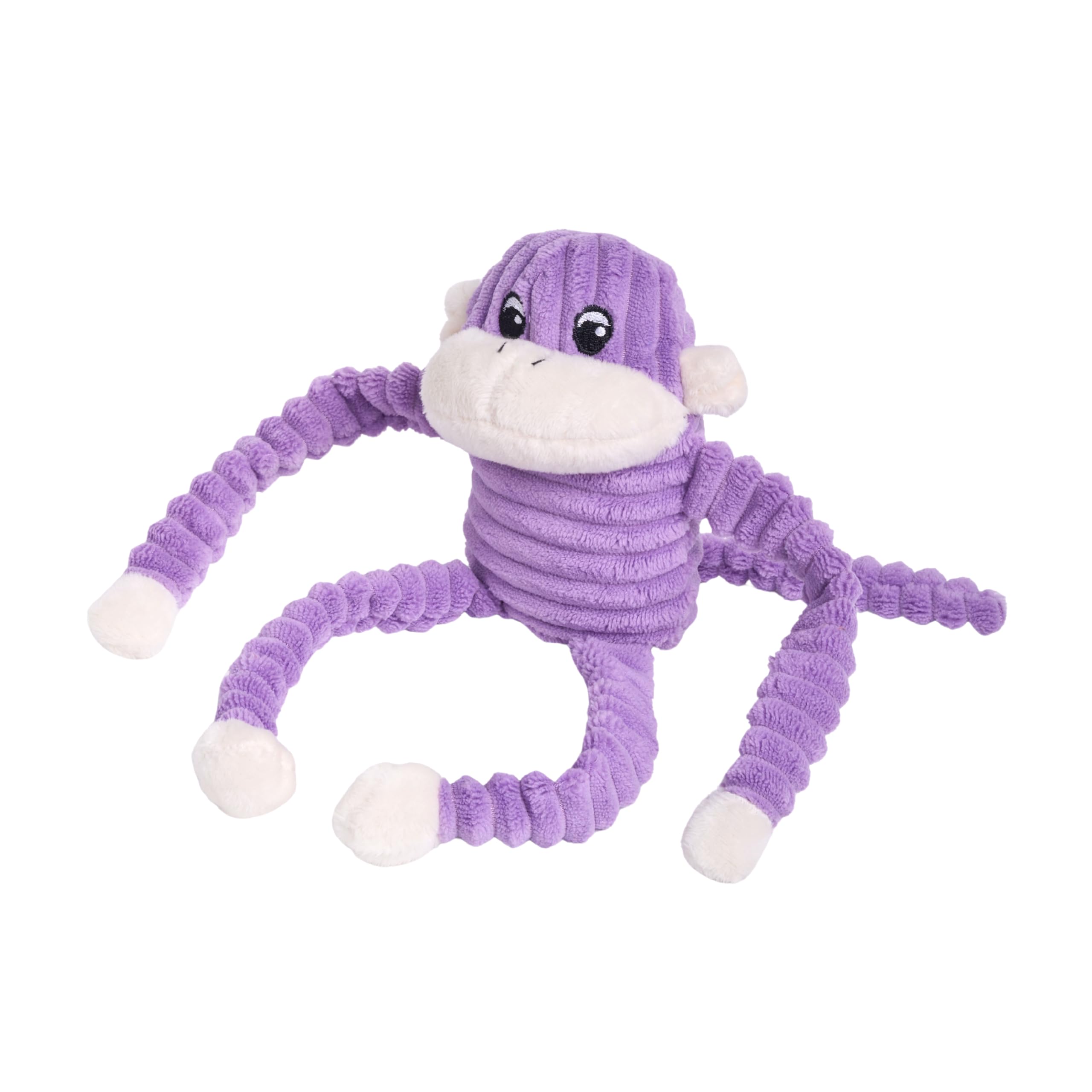 ZippyPaws - Zabawka dla psa Spencer The Crinkle Monkey, piszcząca i marszczona pluszowa zabawka - fioletowa, mała