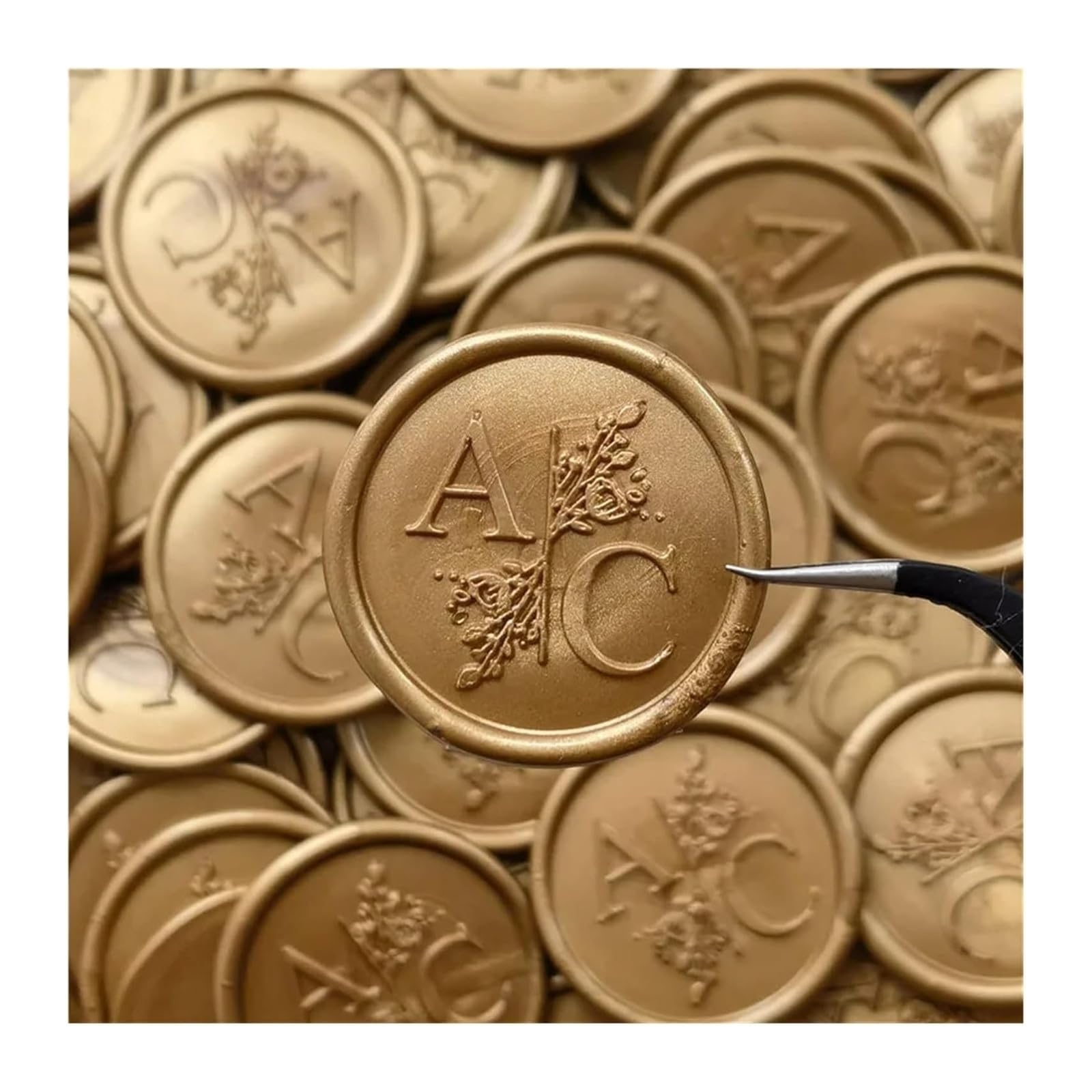 Sigilli in ceralacca monogramma autoadesivi in ​​resina | Sigilli di cera monogramma autoadesivi da 10-900 pezzi: inviti di nozze e fai-da-te(200pcs)