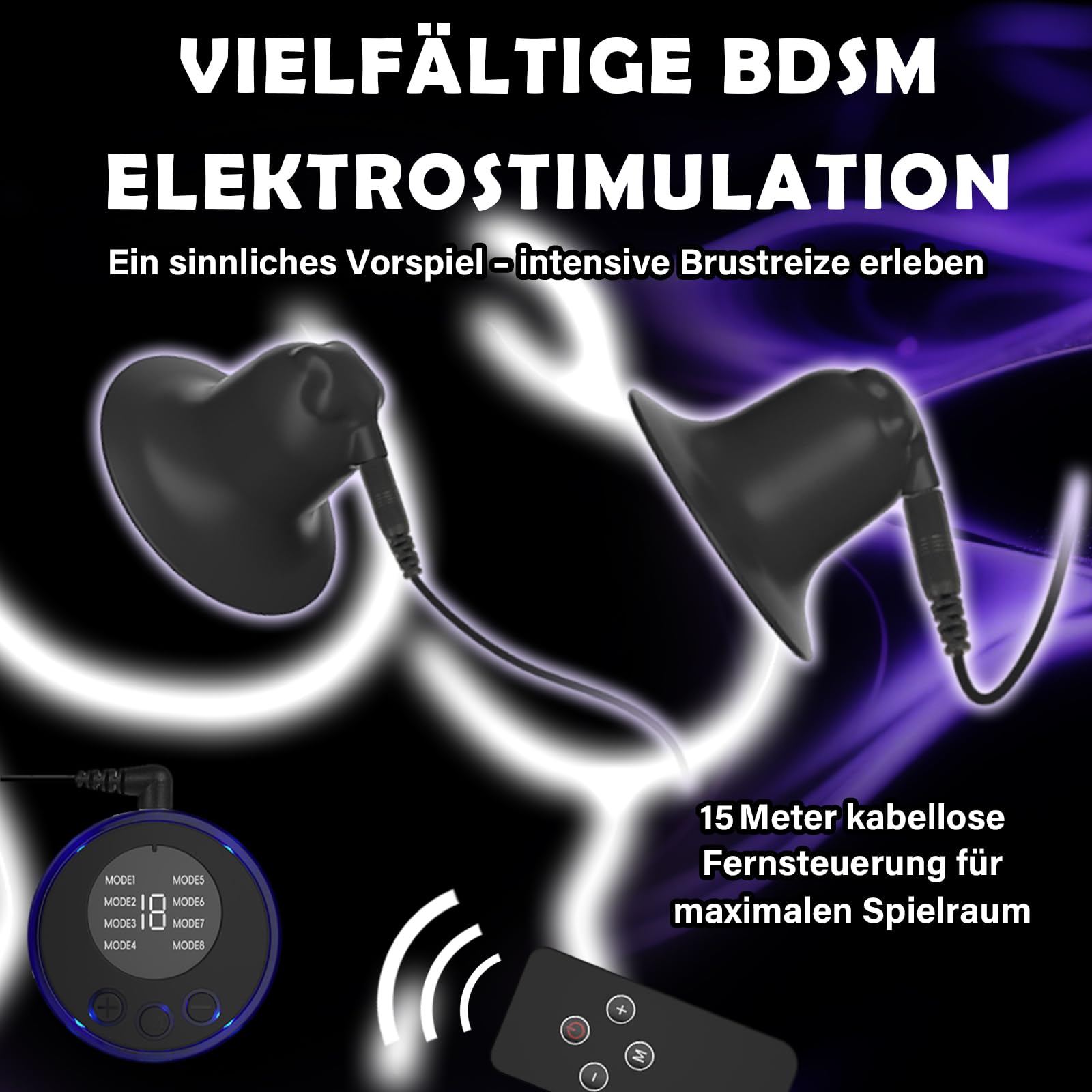 Set de chupadores de pezones bomba para pezones BDSM extra fuerte 8 modos 19 niveles de intensidad control remoto masajeador estimulador de aumento de pecho SM para mujeres