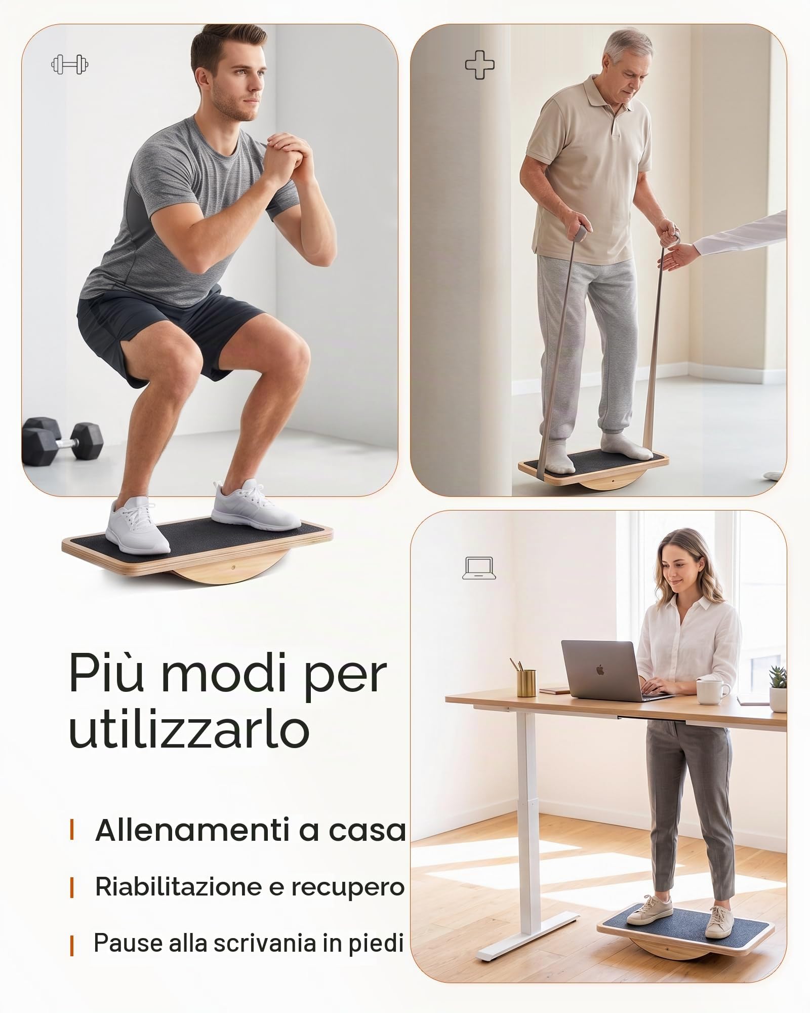 StrongTek Balance Board professionale in legno, tavola a bilanciere, accessorio da scrivania in legno da 17,5 cm, tavola di bilanciamento per sottoscrivania, rullo antiscivolo, forza nucleare, stabilità, tavole oscillanti da ufficio