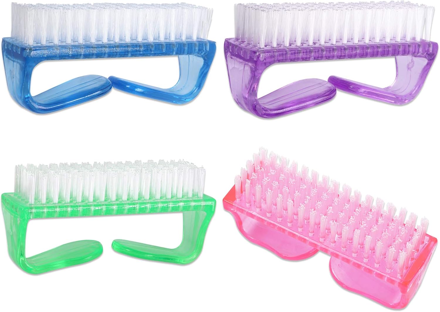 (Pack of 4 Pieces) Mixed Colored Scrub Brush with Handle for