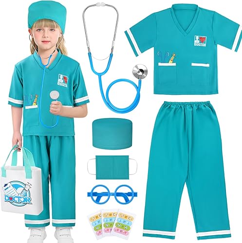 Miniatura 7 de GIFTINBOX Disfraz de médico para niños con accesorios, disfraz para niños pequeños, disfraces de Halloween para niños