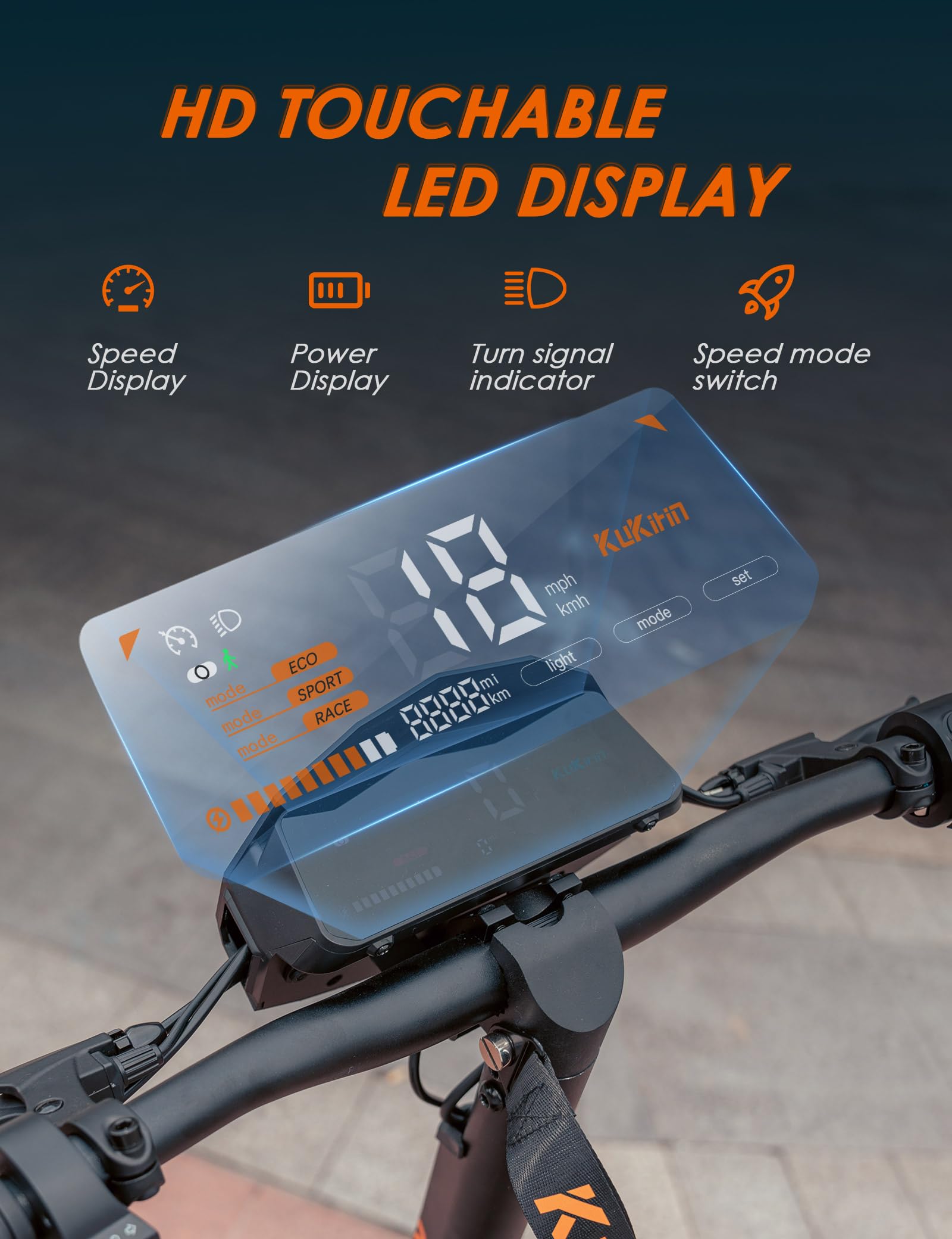 Kukirin G2 - Monopattino elettrico per adulti, motore 800 W, batteria 48 V 15 Ah, autonomia fino a 55 km, monopattino pieghevole portatile con touch screen LCD HD