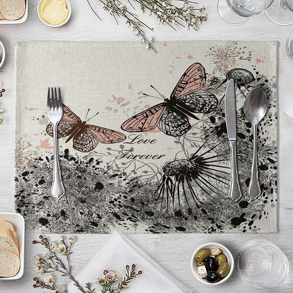 Tovaglietta rettangolare con stampa farfalla 42x32 cm, sottobicchieri antiscivolo sottobicchieri con isolamento termico (1# taglia unica)
