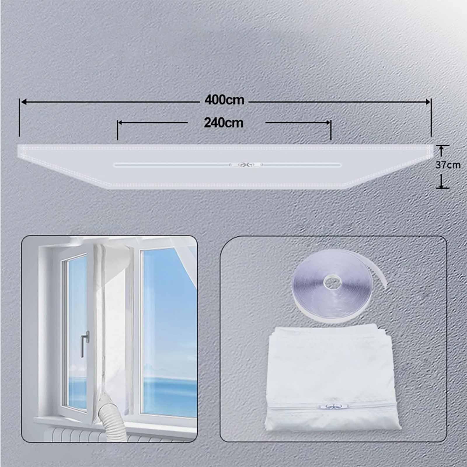 Fensterabdichtung für Mobile Klimageräte Weiß Heißluftstopp Klimaanlage Fensterabdichtung Wäschetrockner Ablufttrockne Hot Air Stop zum Anbringen an Fenster Geeignet für Fenster Flügelfenster