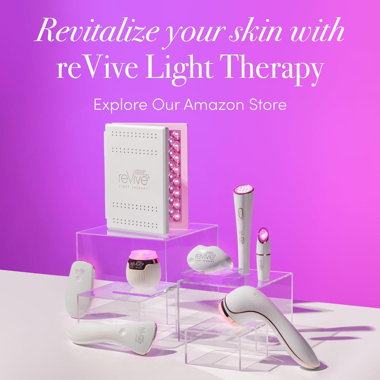 reVive Lux Collection Glo Aging & Acne Device, FDA-Cleared & Medspa-Quality Blue Light, Red, Amber & Infrared Acne Tools, Science-Backed LED Light Therapy Products