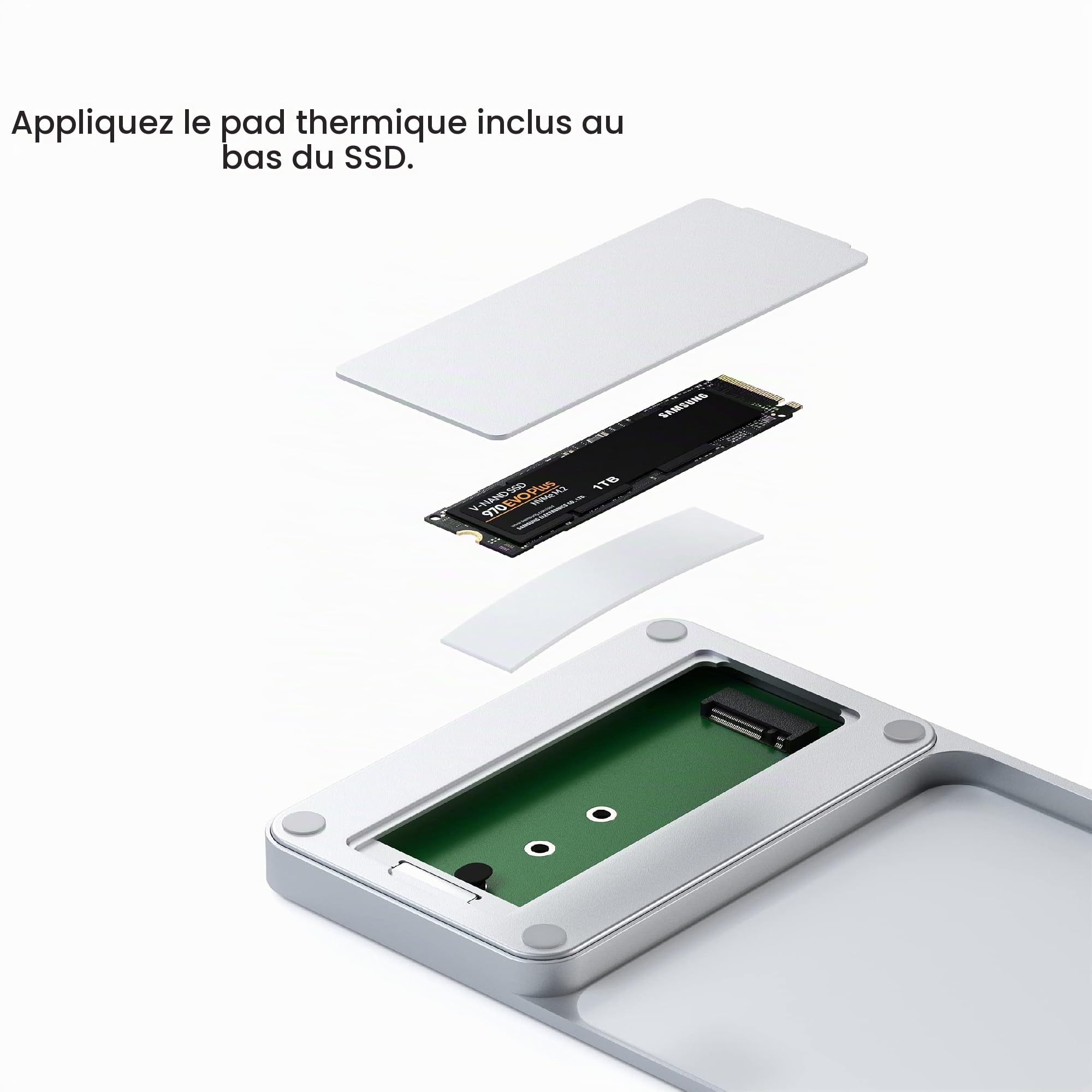 SATECHI Hub USB-C Slim Dock pour iMac 24" avec Boîtier SSD M.2, Argent