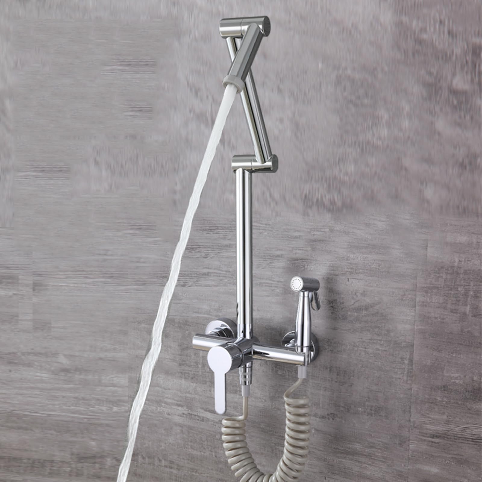 Zbbdfazd Chrome Wall Kitchen Taps With Spray Kitchen Taps Mixer Kitchen Tap Wall Mounted Kitchen Faucet Tap 360 ° Swivel Spout, Dual Mode Made In China