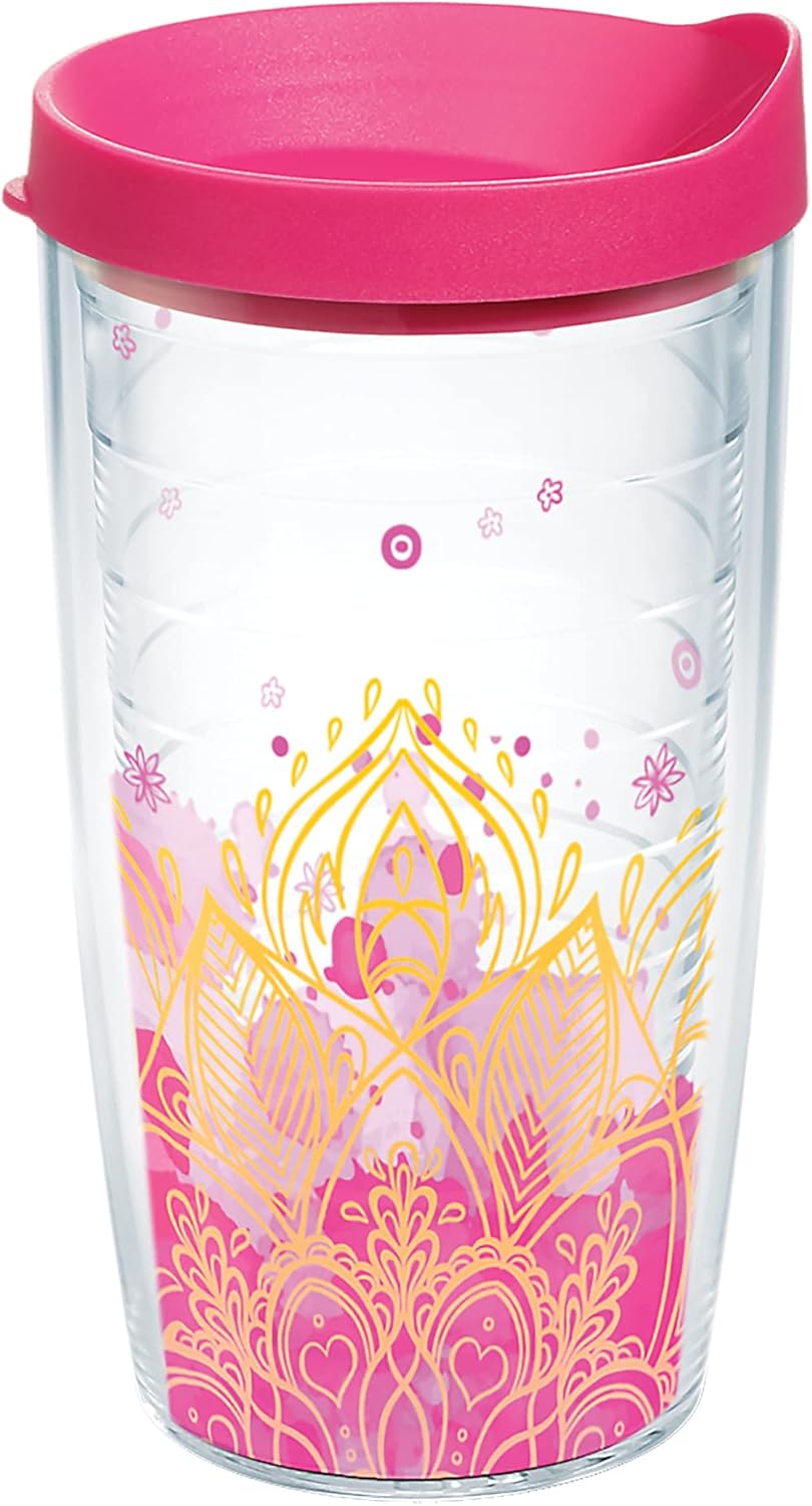 Tervis Yoga Lotus Flower Made in USA Double Walled Insulated Tumbler Travel Cup Keeps Drinks Cold & Hot, 16oz, Classic