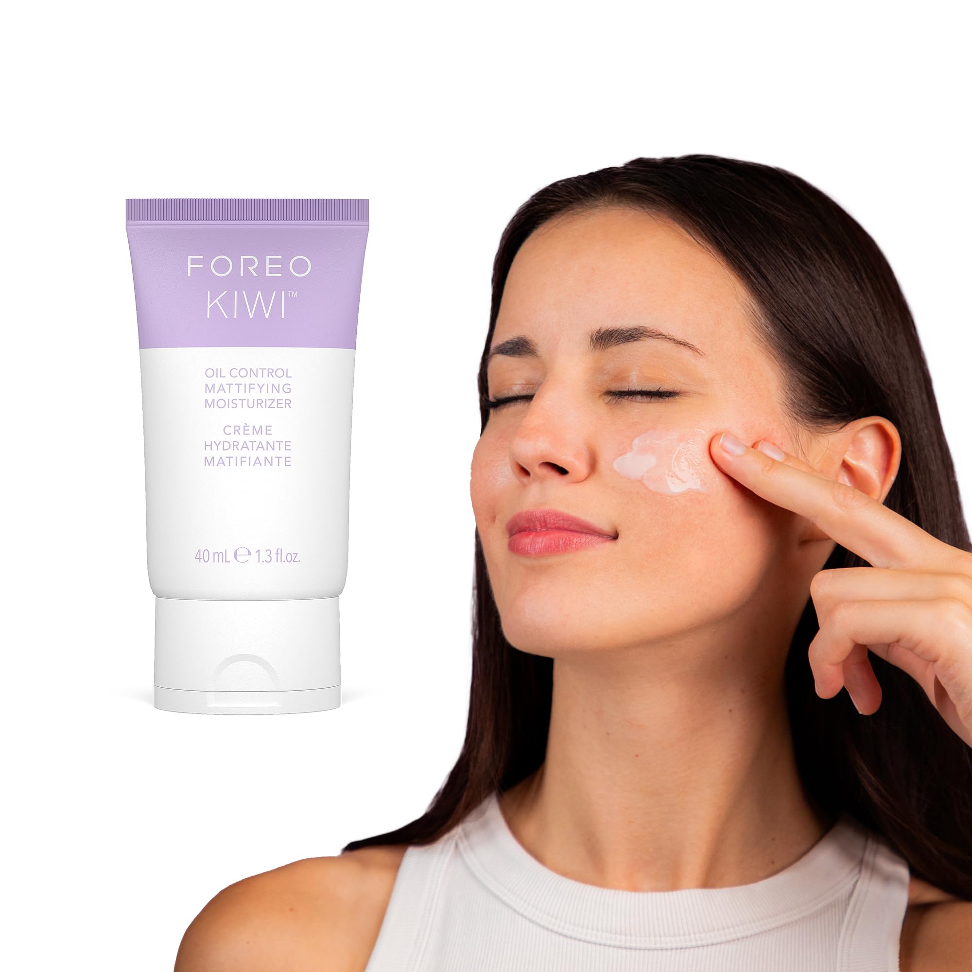 FOREO KIWI Oil Control Mattierende Feuchtigkeitscreme - Aftercare-Pflege für Mikrodermabrasionstools & Porensauger gegen Mitesser - Für fettige Akne-Haut - Hautverträglichkeit bestätigt - Vegan, 40 ml