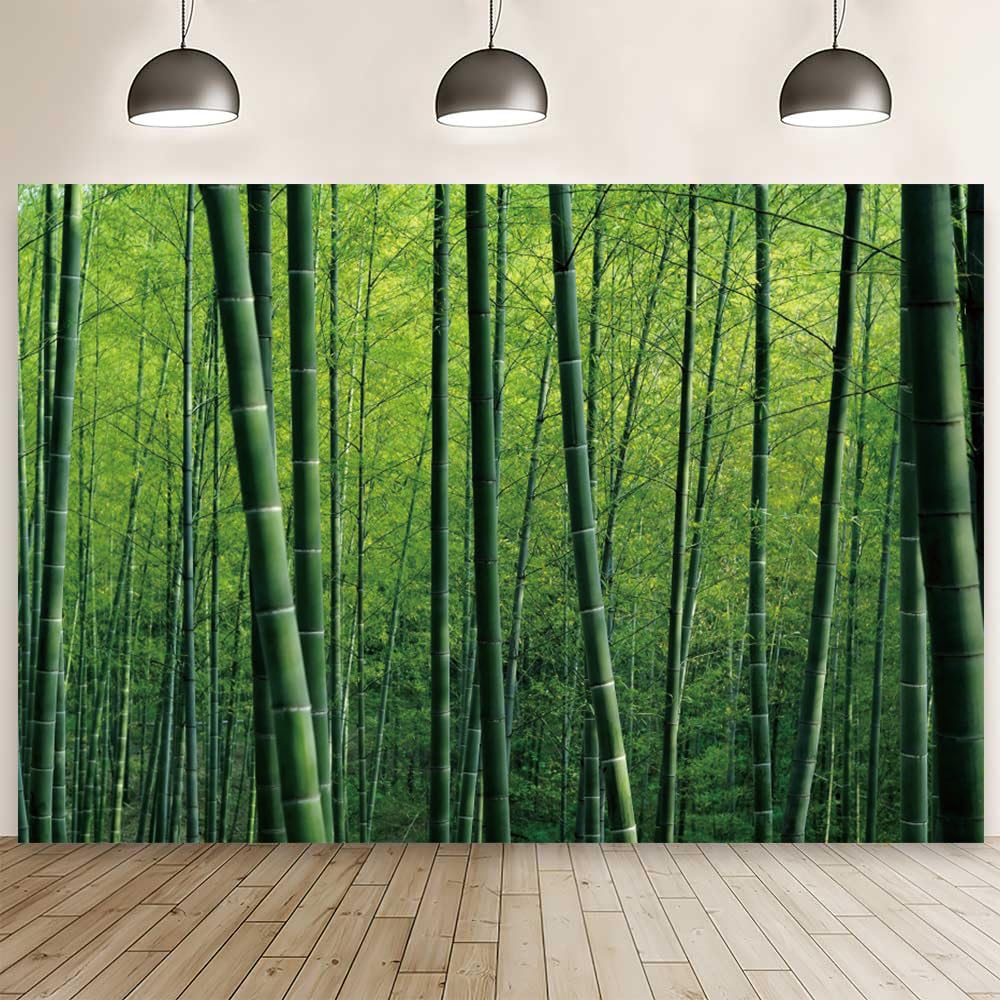 9x6ft Bamboo Forest Backdrop Green Natural Scenery Decorations Background Countryside Outdoor Jungle Bamboo Woods Photography Banner Home Living Room