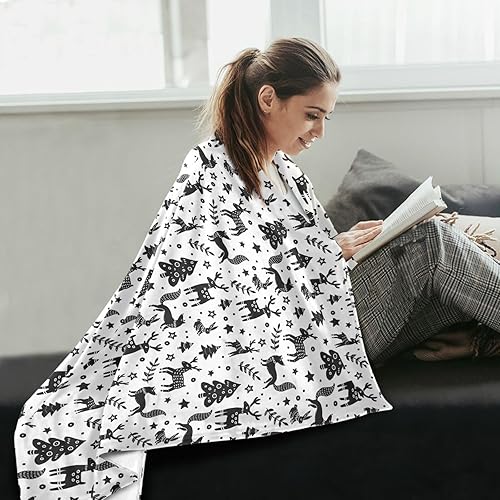 Miniatura 6 de Christmas Pattern Forest Animals Trees Soft Flannel Fleece Blanket, Cozy Holiday Sofa Throw Blanket Adults Kids Travel Throws 60x90 Inches