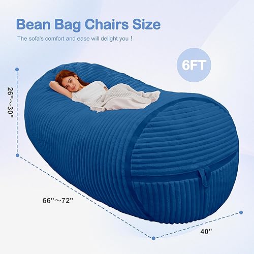 Miniatura 329 de HABUTWAY Puf gigante de 2 pies para adultos, con relleno de espuma viscoelástica, puf grande con funda de terciopelo holandés extraíble para sala de