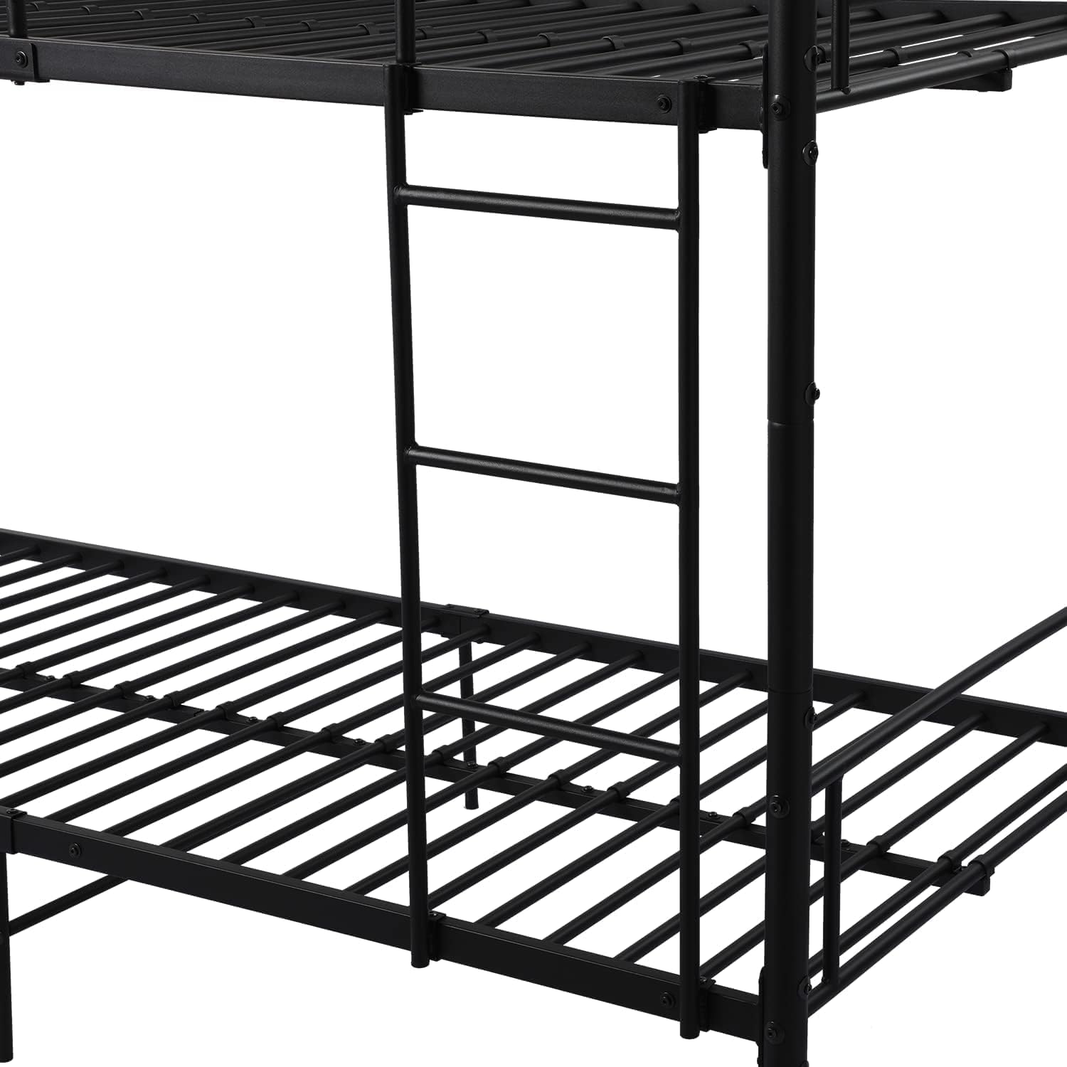 H.J WeDoo Struttura per Letto a Castello in Metallo Struttura Solida, con Rete a Doghe Grande Contenitore per Adulti 90 x 200 cm, Nero