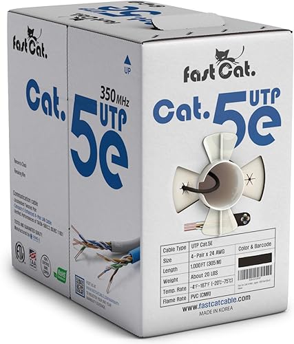 Miniatura 10 de fast Cat. Cable Ethernet Cat5e de 1000 pies - 24 AWG, CMR, cable Ethernet Cat 5 aislado de cobre desnudo con FastReel - Cable UTP de 350 MHZ