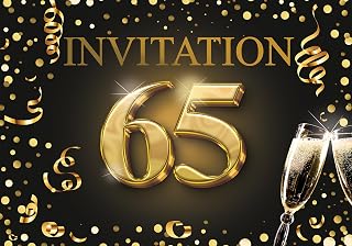 Edition Colibri Einladungskarten zum 65 Geburtstag 10er Set DIN A6 Karten Set zum Ausfüllen Einladung Jubiläum Party Schwarz Gold