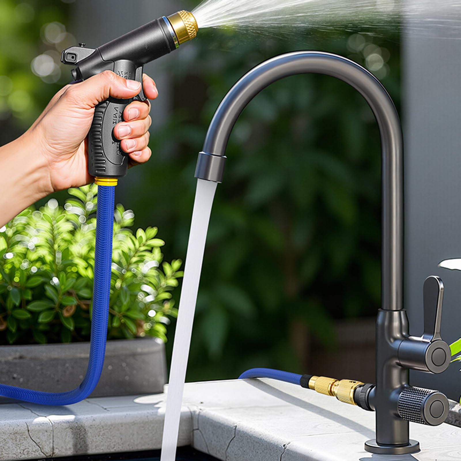 Rubinetto Solo per Acqua Fredda Rubinetto Esterno Antigelo Rotazione a 360° con Deviatore da 1/2 Rubinetti Giardino Doppia Uscita Doppia Maniglia,Cromo